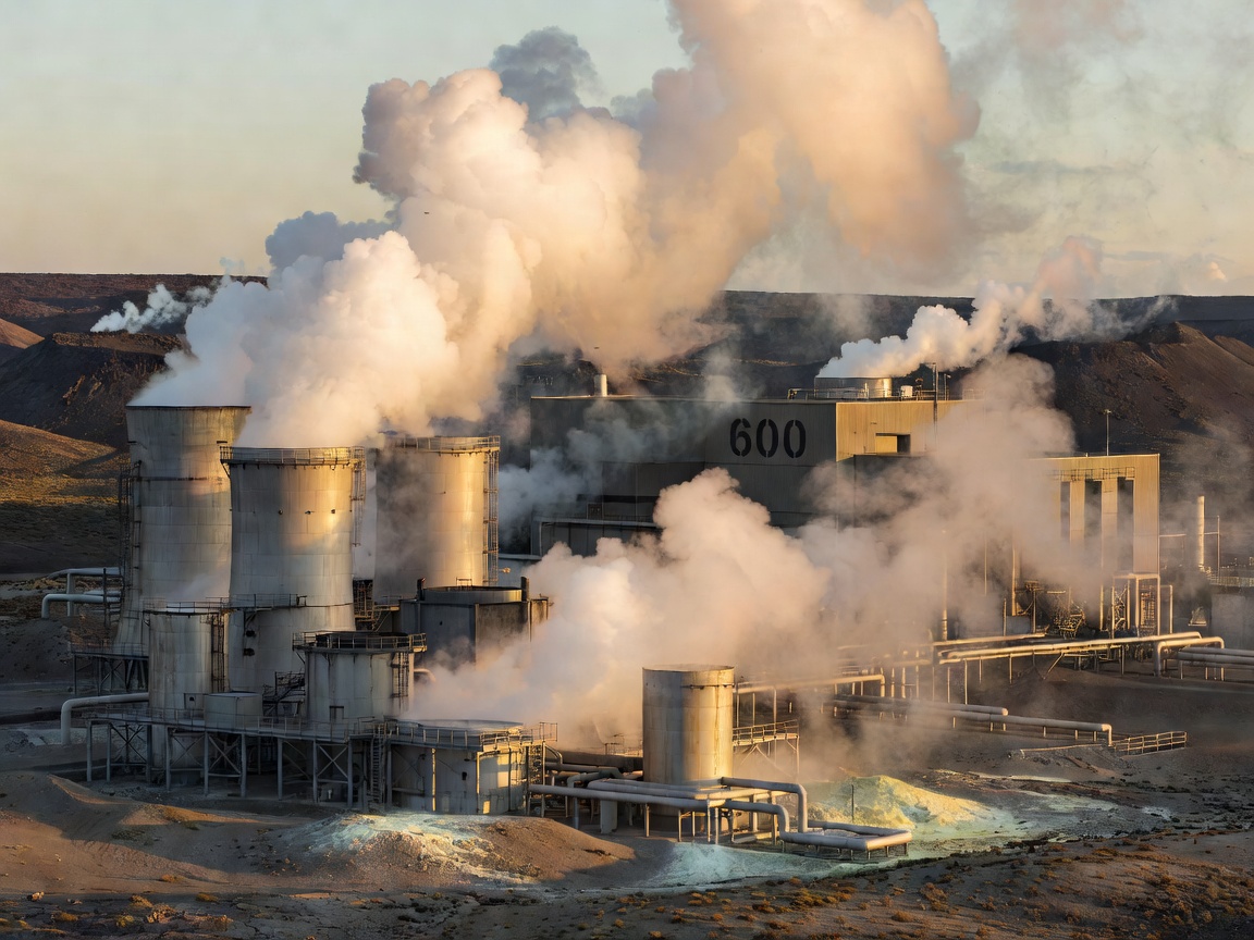 Steam rising from a geothermal power installation